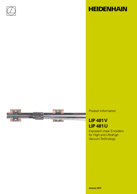 LIP 481V LIP 481U Exposed Linear Encoders for High and Ultrahigh Vacuum Technology