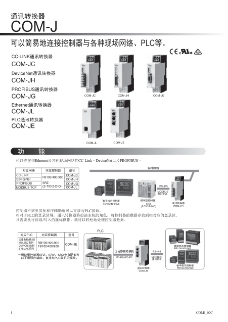 各种现场总线用的通信变换器 COM-J系列